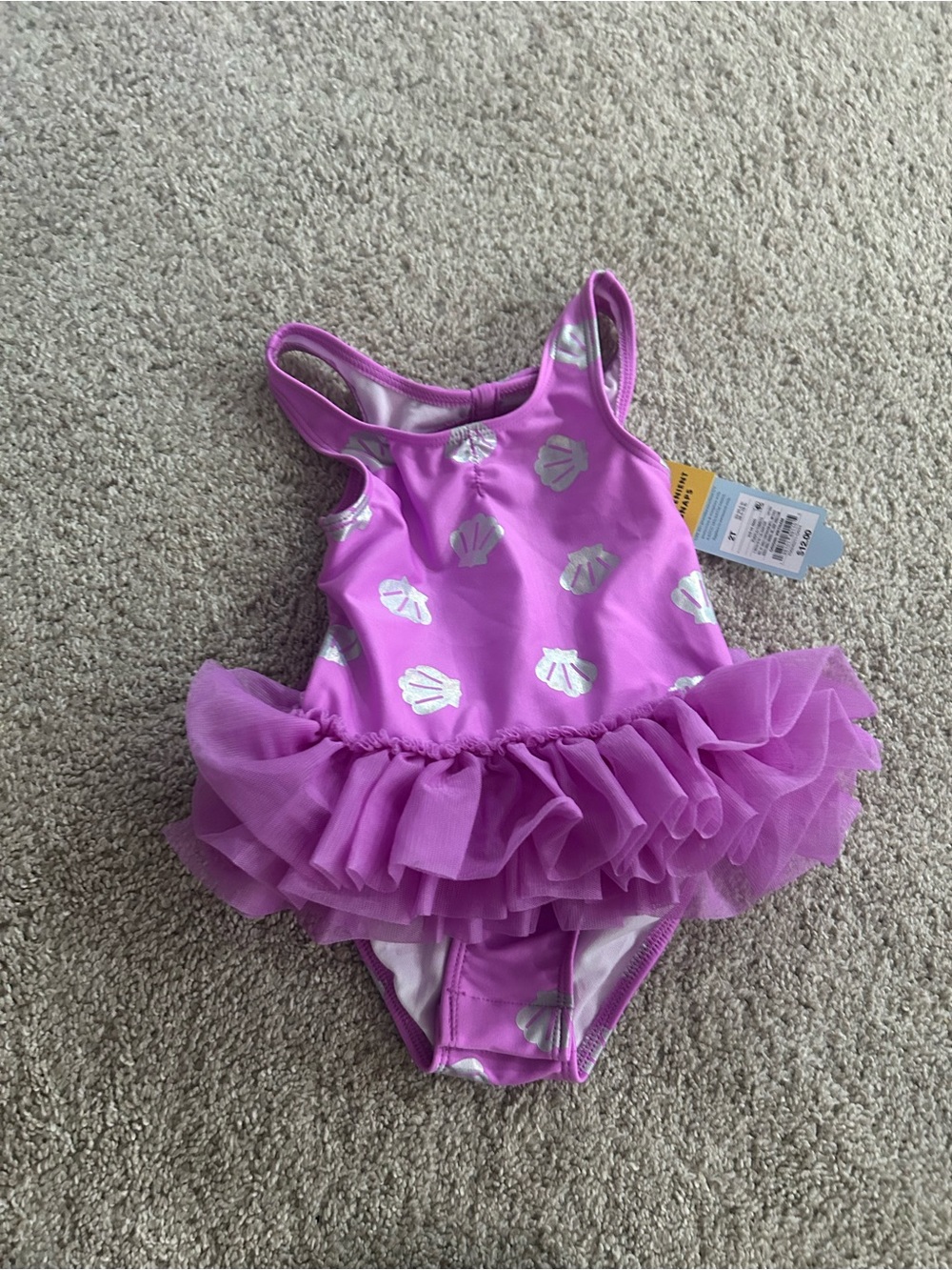 Cat & Jack 2T Purple Seashell Swimsuit with Tutu NWT